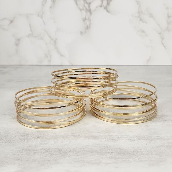 Lane Bryant Gold Tone Layered Stacked Bangle Bracelet - Picture 6 of 6